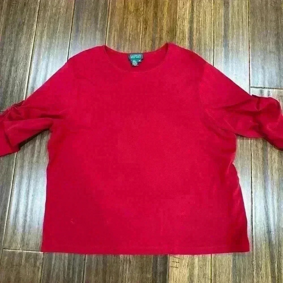 Lauren Ralf Lauren red adjustable 3/4 length sleeve top - size 3X - Picture 3 of 3